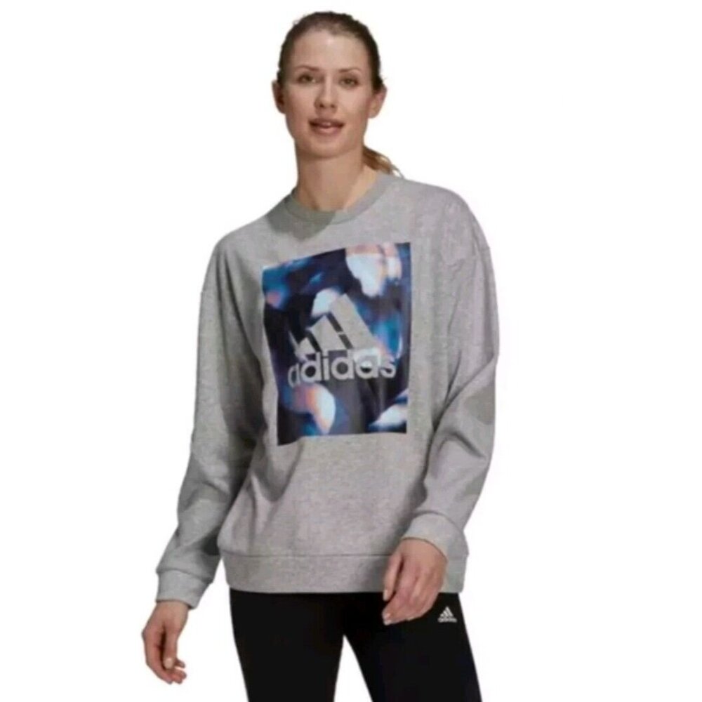 Adidas X Zoe Saldana Crewneck Sweatshirt for Women Medium Gray Oversized EUC